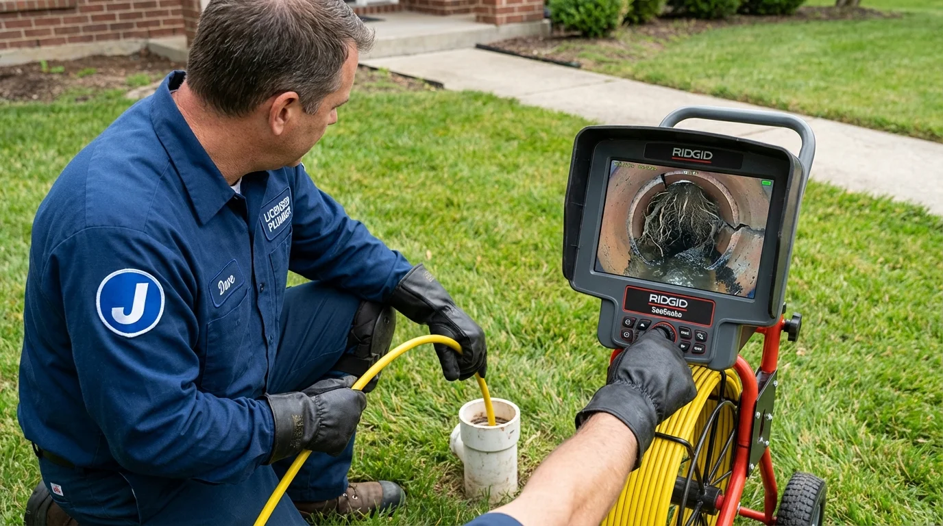 Sewer camera inspection being performed by Johns Plumbing LLC in Canton