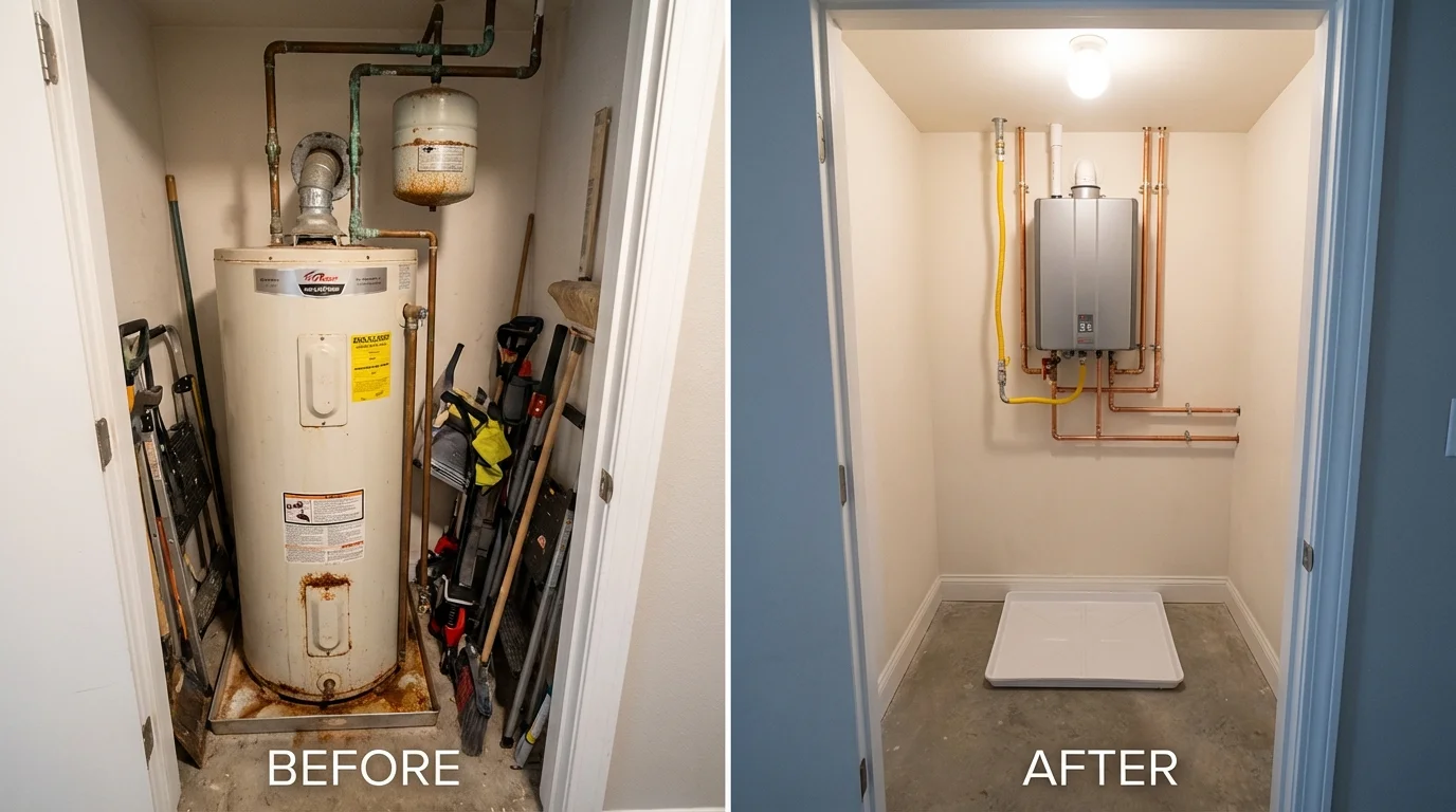 Tank water heater versus wall-mounted tankless unit comparison for Canton, MS homeowners
